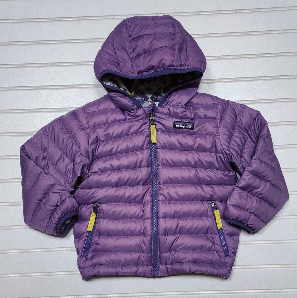 Patagonia Toddler Reversible Down Sweater Hoody Puffer Jacket Size 4T Purple